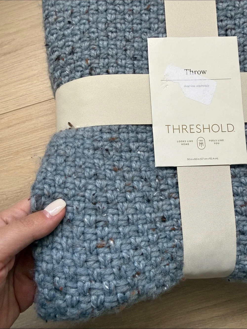 NEW- Threshold Marled Knit Throw Blanket in Blue